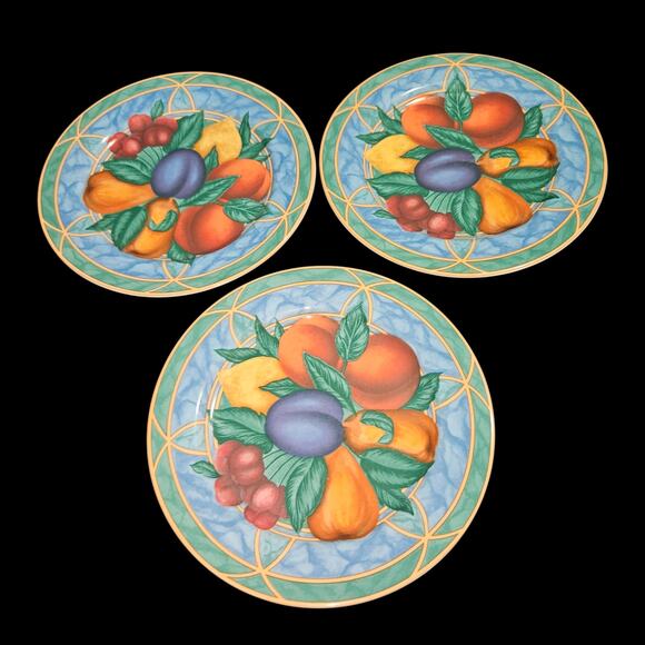 Set of 3 Victoria & Beale Forbidden Fruit 9024 8" Salad Plates Fine Porcelain - Picture 5 of 5